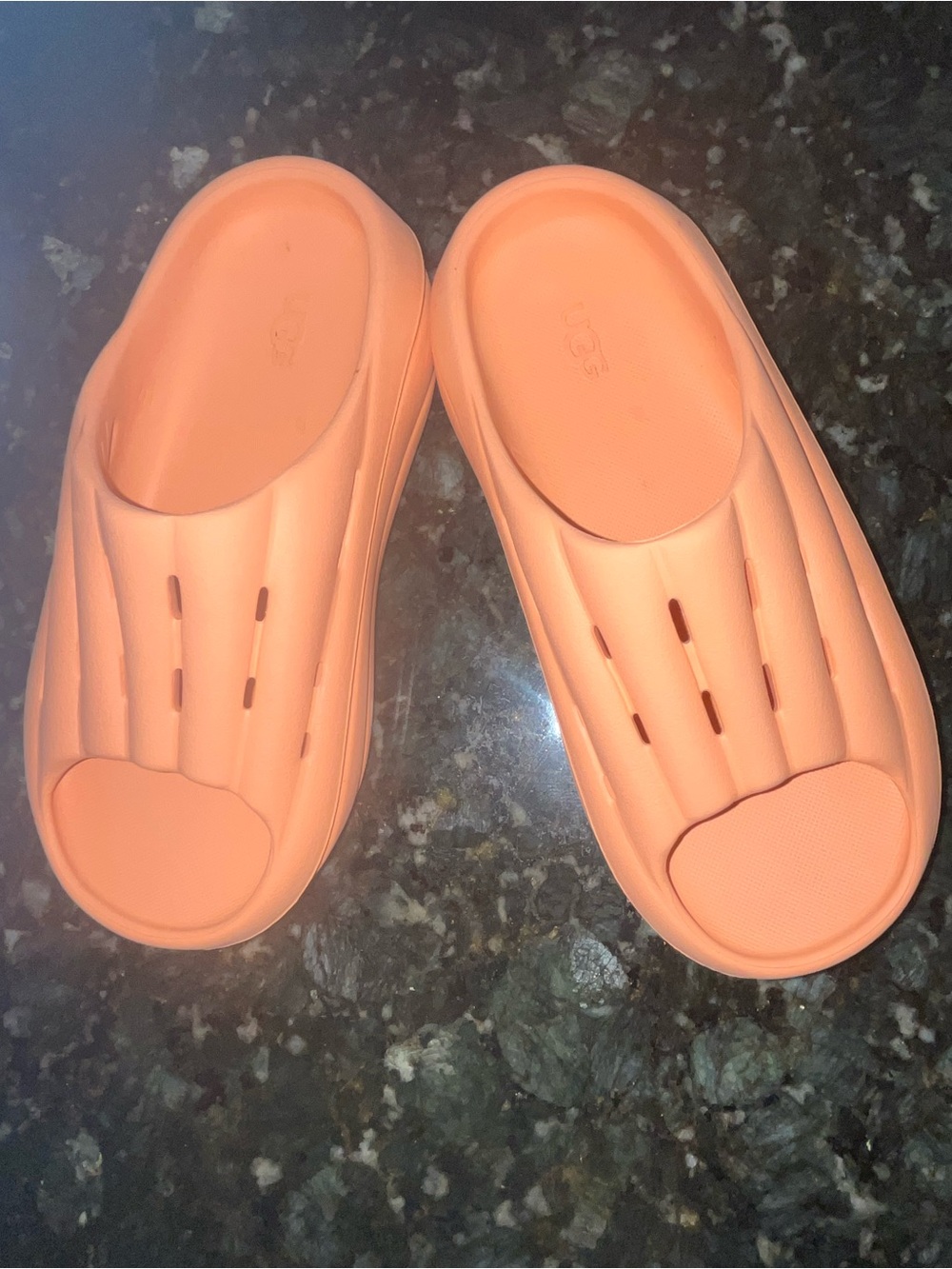 UGG Foam Slides in Tangerine Orange. Slip on Clogs. Platform Approx 2”